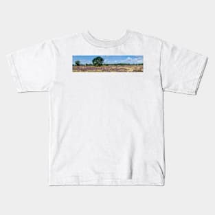 Panorama of heathland with trees early in the morning Kids T-Shirt